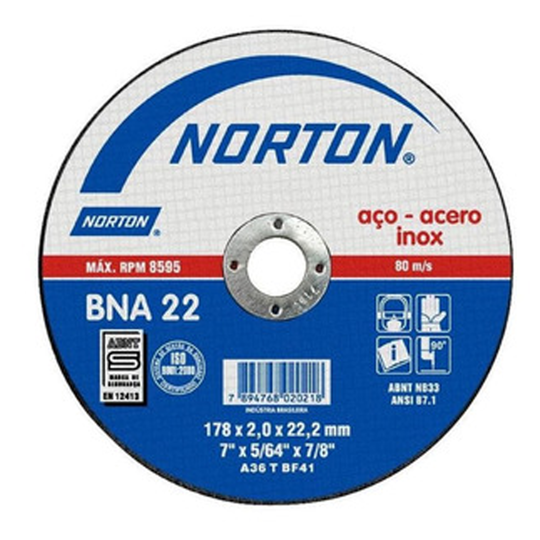 Imagem de Disco de Corte BNA (2.0) 7" x 5/64" x 7/8" - Norton