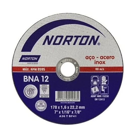 Imagem de Disco de Corte BNA (1.6) 7 x 1/16 x 7/8"- Norton