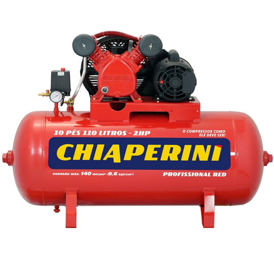 Imagem de Compressor de Ar 10 Pés 110 Litros 140 Lbs Monofásico 110/220V  10/110 RED - Chiaperini