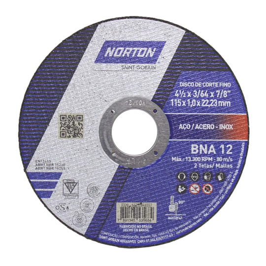 Imagem de Disco de Corte BNA (1.0) 4.1/2" x 3/64" x 7/8" - Norton